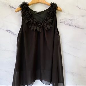 Ribbon Embellished Plus Size Sleeveless Sharkbite Tunic Top Size 1X